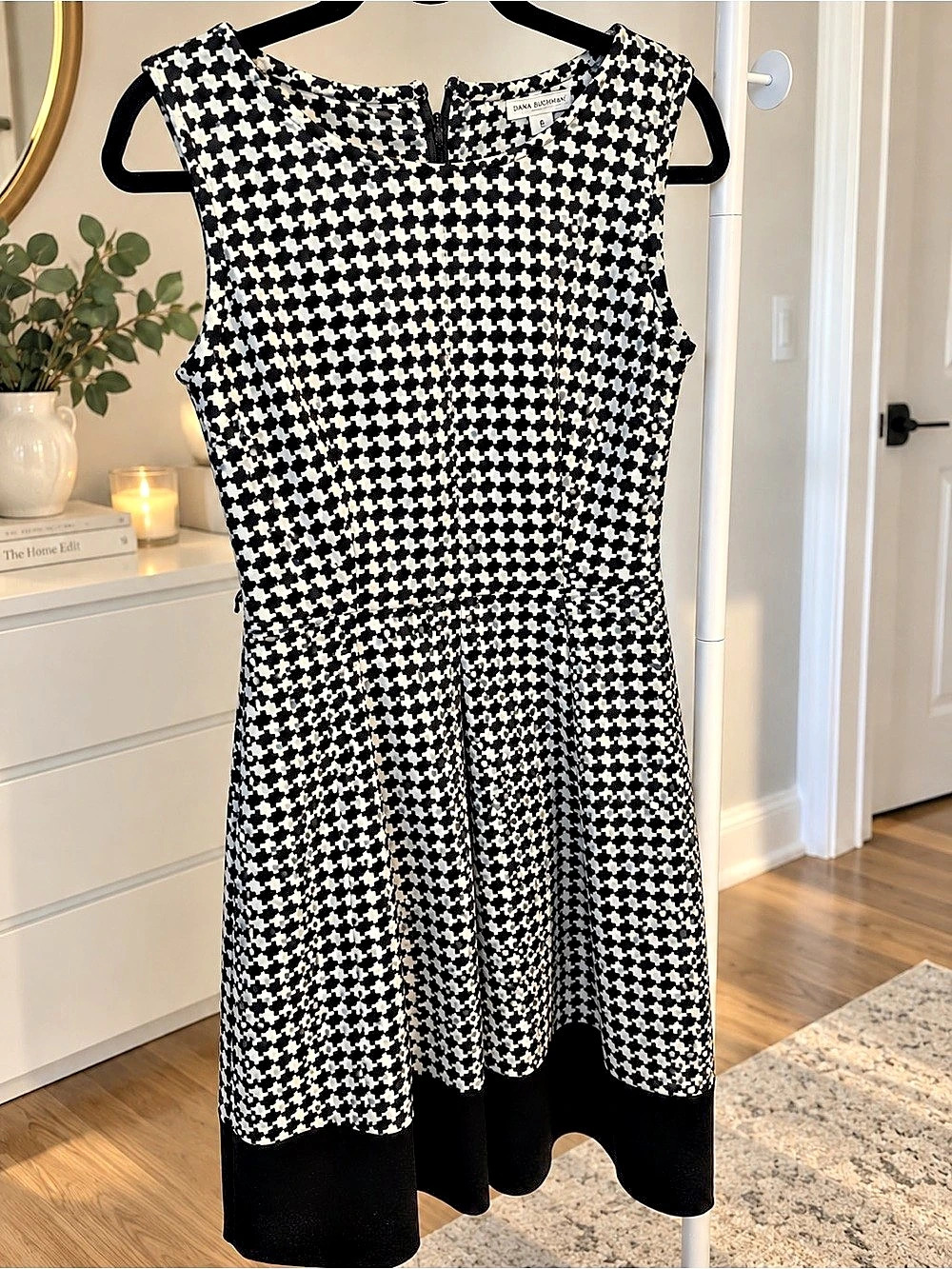 Houndstooth Mini Dress Black & White Size 6